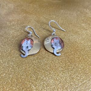 Silver and gold Cat Earrings